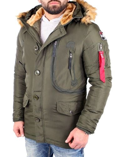 Reslad Winterjacke Winter- -Parka Kapuzen Kunstfell-Kragen Anorak RS-64 warme gesteppte Jacke mit Kapuze - Grau