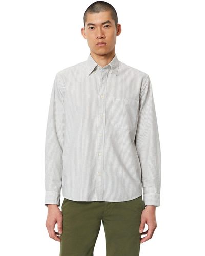 Marc O' Polo Langarmhemd aus gestreifter Bio-Baumwoll-Qualität - Grau