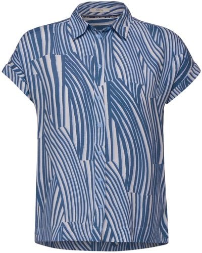 Cecil Klassische Bluse Printed Shirt Collar Blouse - Blau