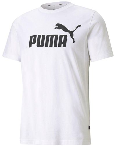 PUMA T-Shirt - ESS Logo Tee, Rundhals - Weiß