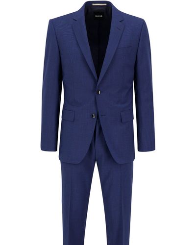 BOSS Anzug HUGE mit Schurwolle Slim Fit (2-tlg) - Blau