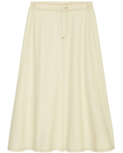 Marc O' Polo Marc O'Polo A-Linien-Rock Denim Skirt, Midi Length, High Wais - Weiß
