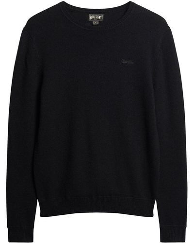 Superdry Sweater Pullover ESSENTIAL SLIM FIT CREW JUMPER Black - Schwarz