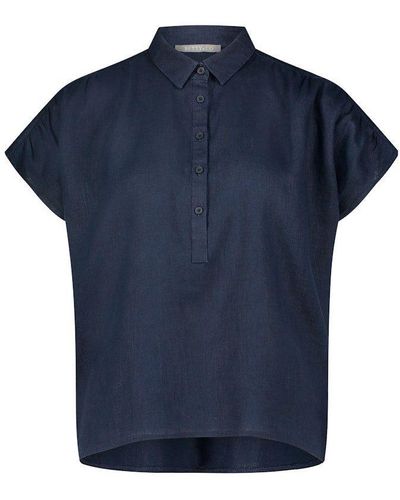BETTY&CO Kurzarmbluse Bluse Lang 1/2 Arm - Blau