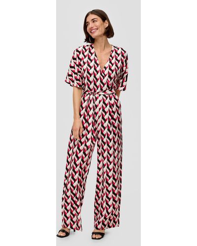 S.oliver Overall Jumpsuit mit Bindedetail - Rot
