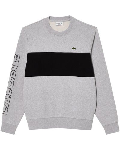 Lacoste Colourblock Sweatshirt mit Markenschriftzug auf dem Ärmel - Grau