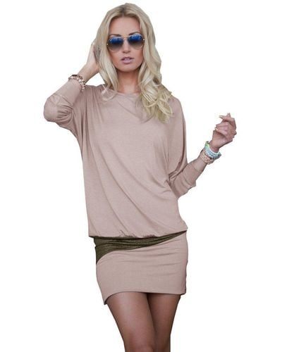 Mississhop Partykleid Minikleid festlich Glitzer Kleid Pulli Tunika S M L XL XXL 9531 - Braun