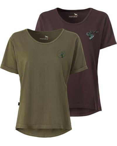 Parforce Shirt T-Shirts 2er-Pack Hirsch - Grün