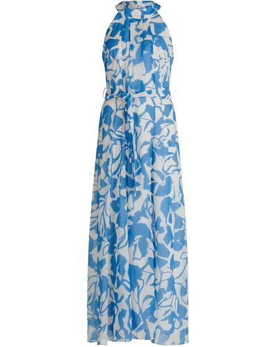 BETTY&CO Sommerkleid Kleid Lang ohne Arm, Cream/Blue - Blau