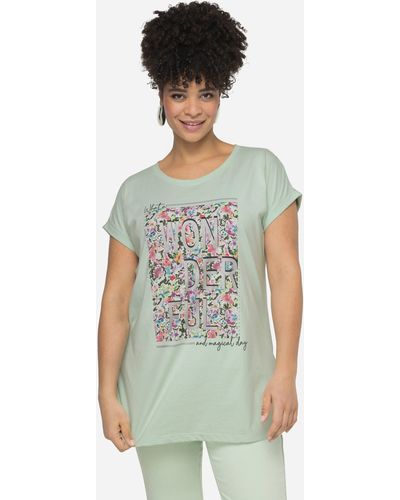 MIAMODA Rundhalsshirt T-Shirt oversized farbiger Print Rundhals - Blau