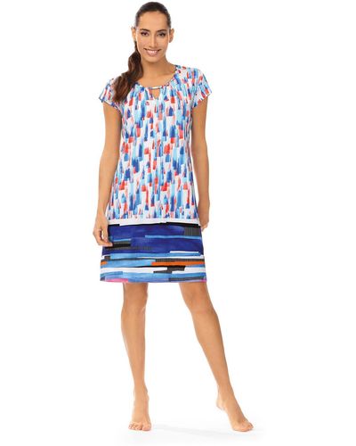 Ascafa (, 1-tlg., Set) Strandkleid 95cm Sommerkleid im Alloverdruck - Blau