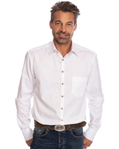 OS-Trachten Trachtenhemd Hemd Langarm ENNO weiß (Slim Fit)