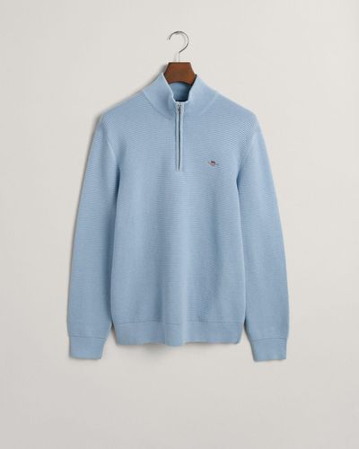 GANT Sweatshirt TEXTURED COTTON H-ZIP - Blau