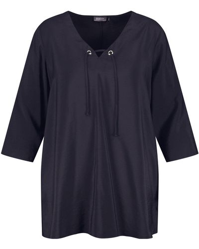 Samoon Klassische Bluse Blusenshirt mit 3/4 Arm - Blau