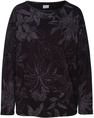 Lascana Sweatshirt mit floralem Alloverdruck, Loungewear, Loungeanzug - Schwarz