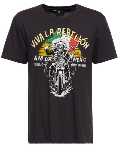 King Kerosin T-Shirt Viva la rebelion aus Baumwolle mit Print - Schwarz