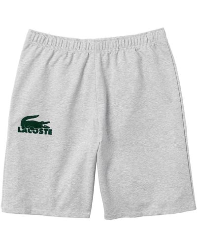 Lacoste Shorts aus Baumwollfleece mit Velours-Krokodil - Grau