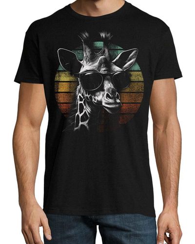 Youth Designz Print- Retro Giraffe T-Shirt mit lustigen Logo - Schwarz