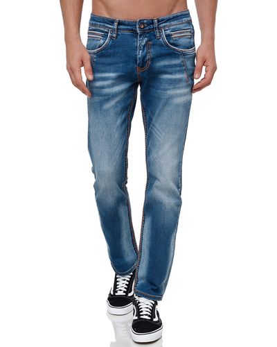 Rusty Neal Straight-Jeans NEW YORK 51 mit angesagten Ziernähten - Blau