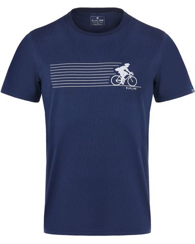 Elkline T-Shirt Bin Unterwegs Kurzarm Bike Fahrrad Print Baumwolle - Blau