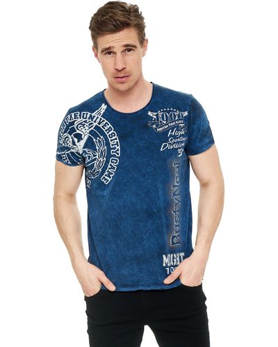 Rusty Neal T-Shirt mit eindrucksvollem Print - Blau