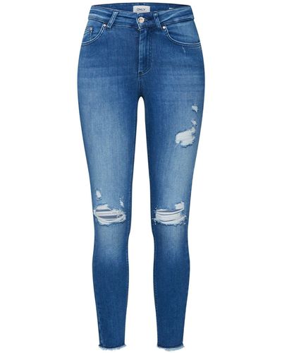 ONLY 7/8-Jeans BLUSH (1-tlg) Weiteres Detail, Fransen, Plain/ohne Details - Blau