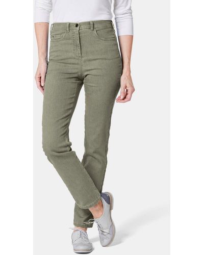 Goldner Jeans Bequeme High-Stretch-Jeanshose - Grün