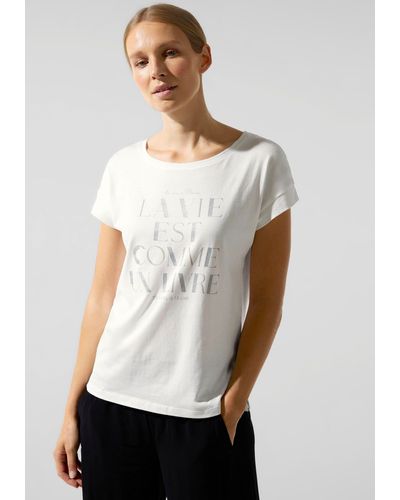 Street One Shirttop mit schimmerndem Frontprint - Weiß