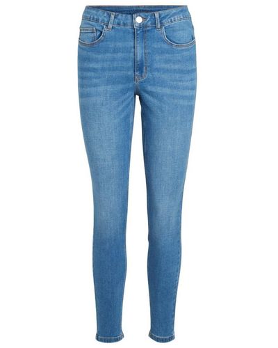 Vila 7/8-Jeans (1-tlg) Plain/ohne Details - Blau