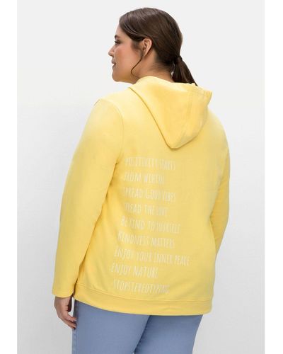 Sheego Sweatshirt Große Größen mit Statementdruck - Gelb