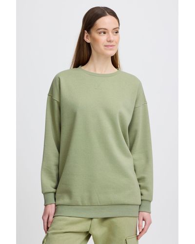 Oxmo Sweatshirt OMHillary modischer Rundhalspullover in längerem Schnitt - Grün