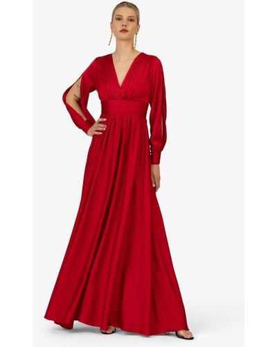 Kraimod Abendkleid aus hochwertigem Polyester Material mit tiefer V-Ausschnitt - Rot