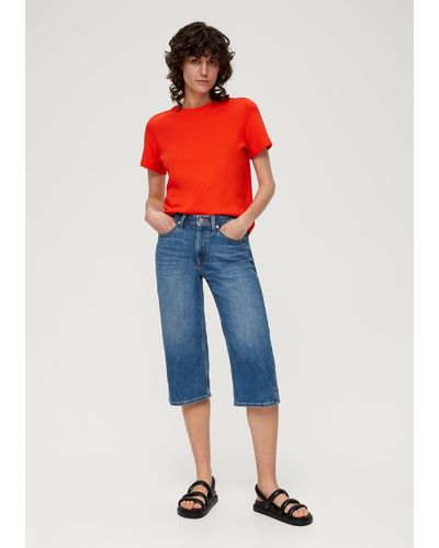 S.oliver 7/8-Jeans Karolin Comfort Culotte / Relaxed Fit / Mid Rise / Straight Leg Label-Patch - Rot