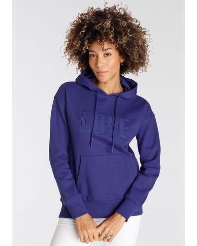 Boysen's Kapuzensweatshirt mit Spitzen-Applikation & auffälligen Kordelenden - Blau