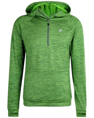 Fila Kapuzensweatshirt Rungis Half Zip Hoody mit reflektierendem -Logo - Grün