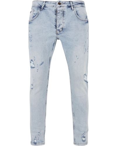 2Y Premium Bequeme Premium 2Y Destroyed Skinny Fit Jeans - Blau