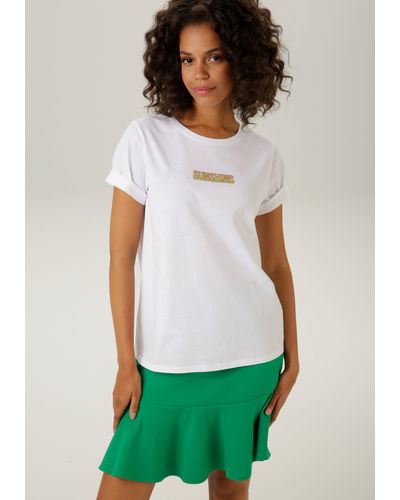 Aniston CASUAL T-Shirt mit phantasievoll bedrucktem Rücken- NEUE KOLLEKTION - Grün