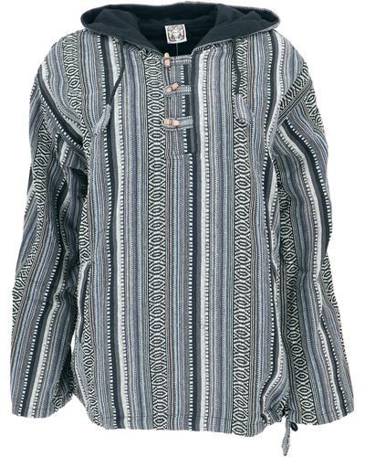 Guru-Shop Sweater Goa Kapuzenshirt, Baja Hoodie, Boho .. Ethno Style, alternative Bekleidung, Hippie - Schwarz