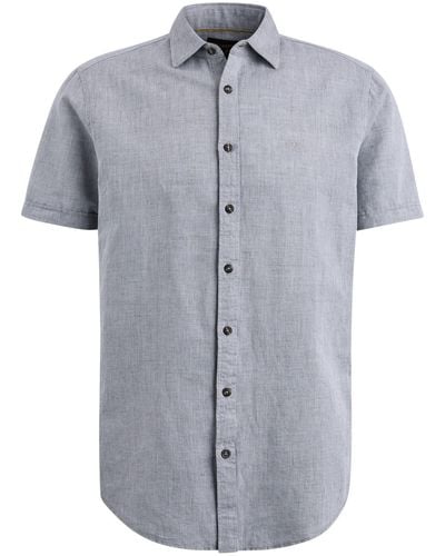 PME LEGEND T- Short Sleeve Shirt Ctn Linen 2tone - Grau