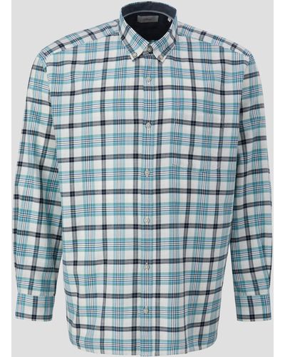 S.oliver Langarmhemd Regular: Button Down-Hemd Tape - Blau