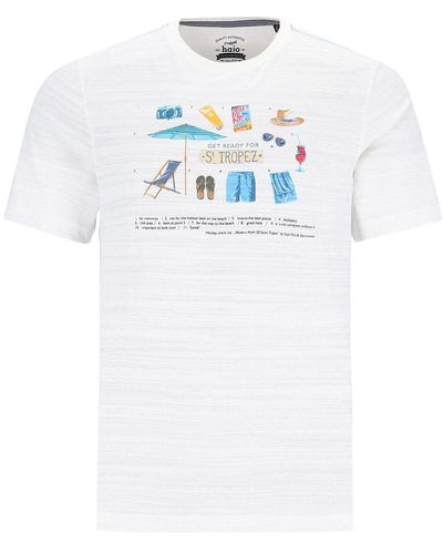 Hajo Rundhals-T-Shirt in Flammengarn - Weiß