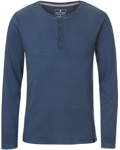 Elkline Langarmshirt Whereever Longsleeve Henley Style - Blau