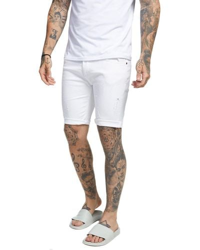 SIKSILK Jeans Short DISTRESSED SKINNY SHORTS SS-13009 White - Weiß
