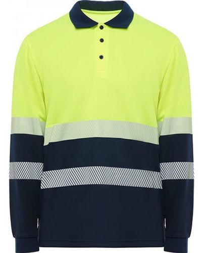 Roly Warnschutz- Polo Shirt Vega Long Sleeve S bis 4XL - Blau