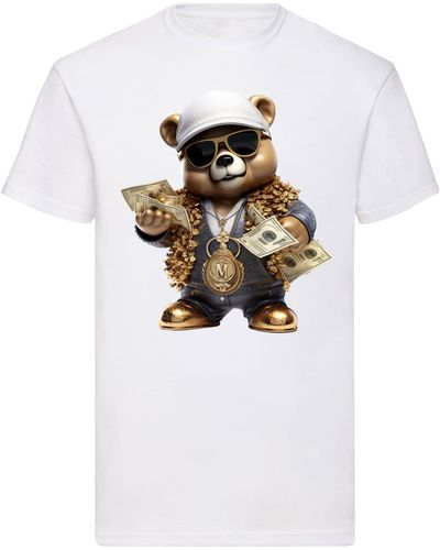 Banco T-Shirt Gangster Bär Money DTF Druck aus 100% Baumwolle - Weiß