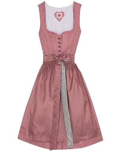 Spieth & Wensky Berbing 2-teiliges Midi- Kleid Dirndl Trachtenkleid kurz 60cm - Pink