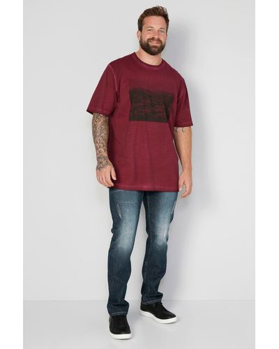Boston Park T-Shirt Halbarm Print Rundhals - Rot