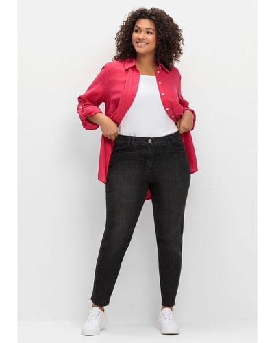 Sheego Stretch-Jeans Große Größen aus ultraflexibler Qualität - Rot