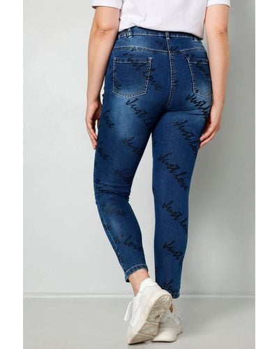 MIAMODA Regular-- 7/8-Jeans Slim Fit Alloverprint 5-Pocket - Blau