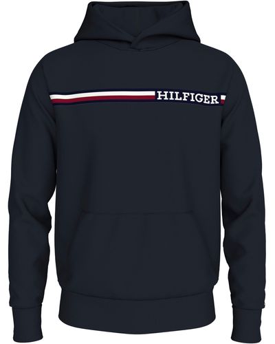 Tommy Hilfiger Kapuzensweatshirt BT-CHEST STRIPE HOODY-B Große Größen mit Logoprägung - Blau
